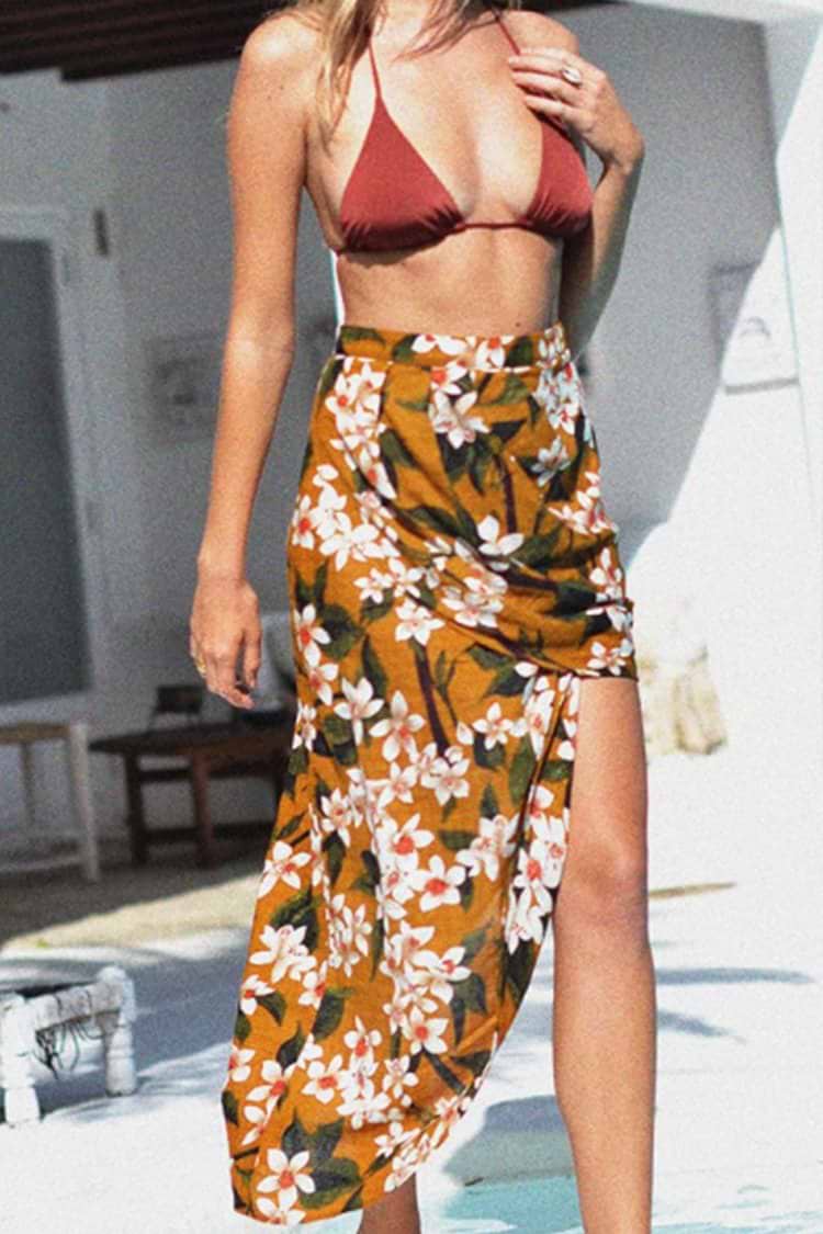 Yellow Floral Two-Piece Dress