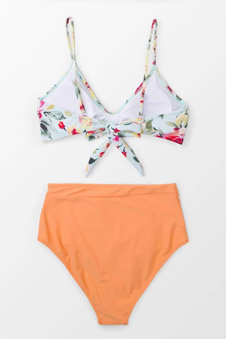 Floral Orange Crush High-waisted Bikini