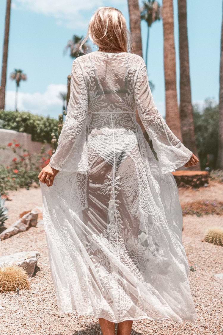 White Lace Maxi Wrap Cover Up