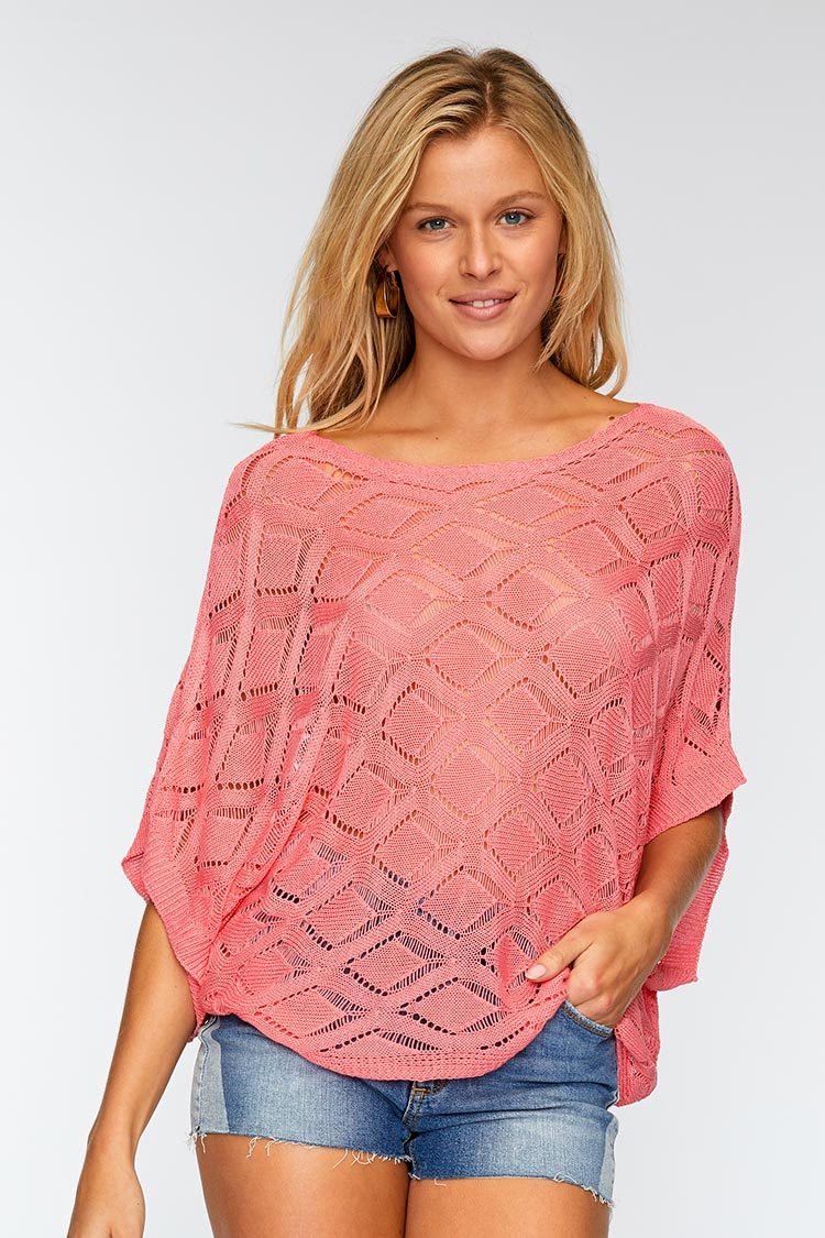 Sweet Pink Knitted Cover Up Top