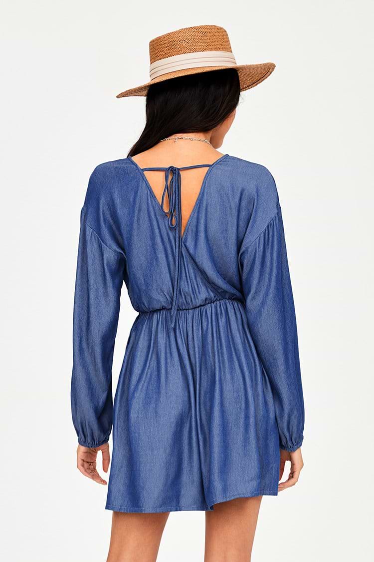Blue V-neck Wrap Short Dress