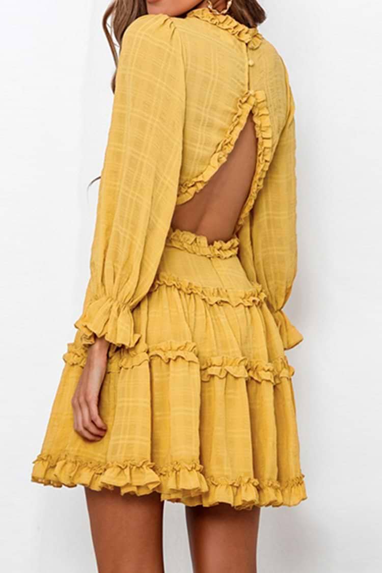 Yellow Babydoll Ruffled Dress