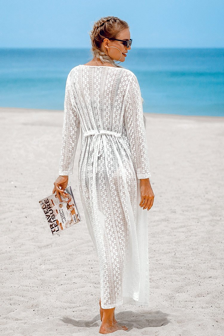 White Long Sleeve Cover Up