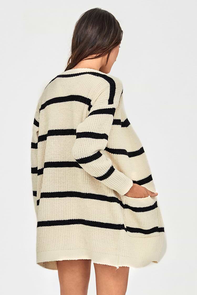 Black and White Striped Cardigan