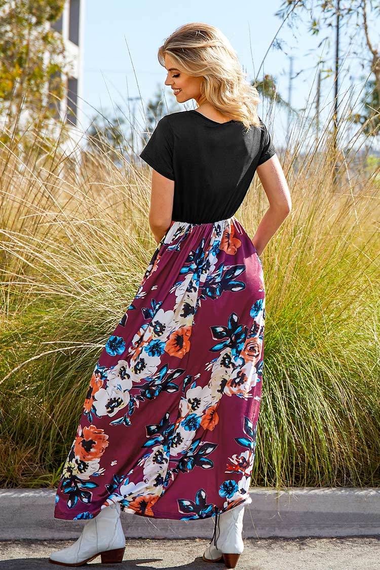 Black and Floral Maxi Dress
