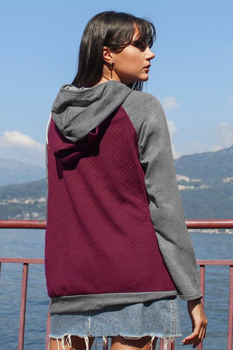 Plum and Grey Colorblocked Hoodie