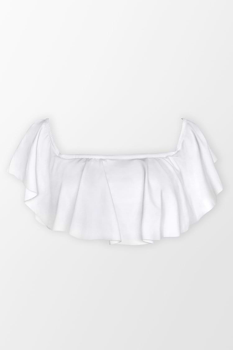 White Flounce Bikini Top