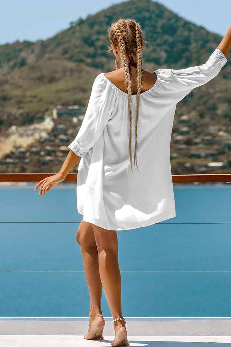 White Ruched Cover Up