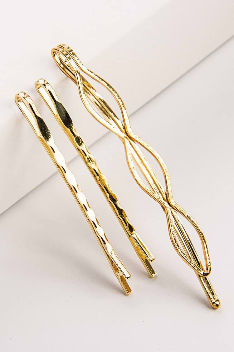Golden Wavy Hair Clips 3pcs