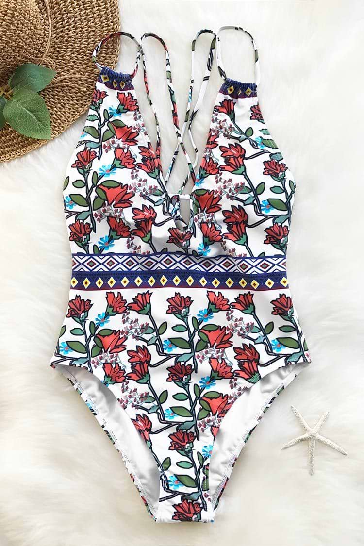 Spring Blossoms Print One-piece Swimsuit