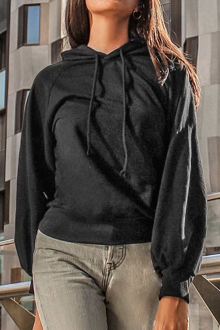 Black Hoodie with Bell Sleeves