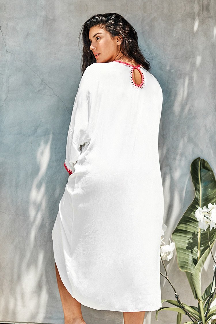 White Hollow Out Plus Size Cover Up