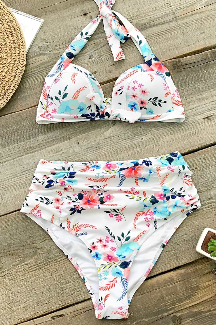 Seaside Floral High-Waisted Bikini