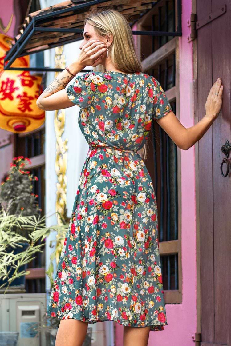 Romantic Floral Wrap Dress