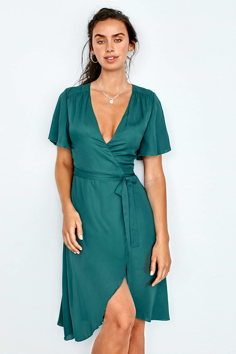Short Sleeve Wrap Dress