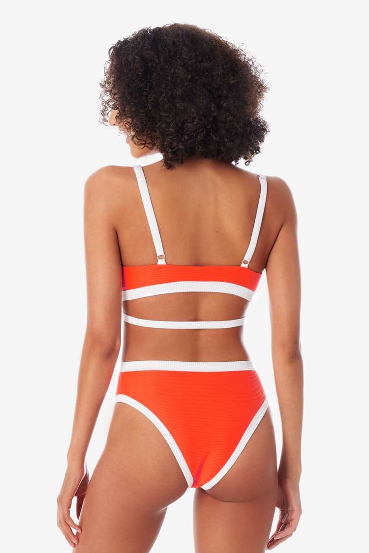 Orange Triangle Contrast Trim Strappy Bikini