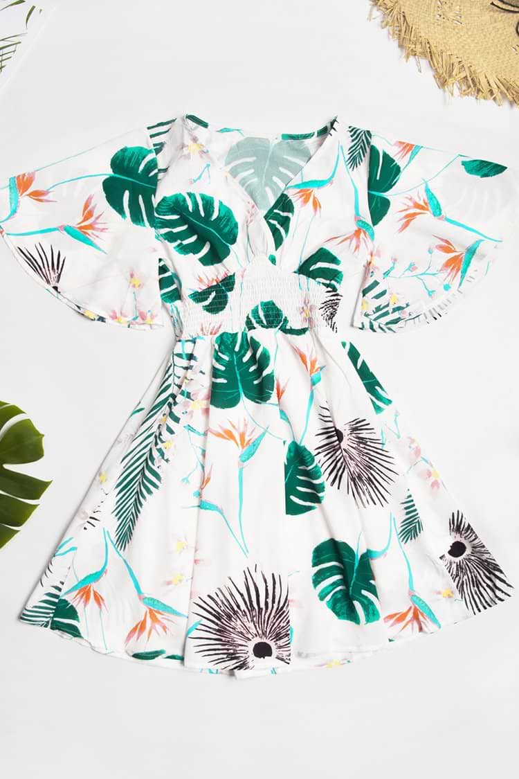 Birds of Paradise Smocked Waist Dress