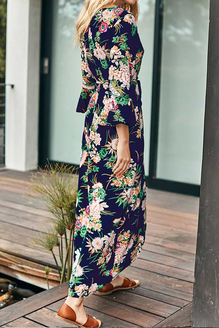 Sweet Navy Floral Print Dress