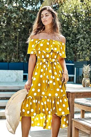 Yellow Polka Dot Midi Dress Yellow Polka Dot Midi Dress