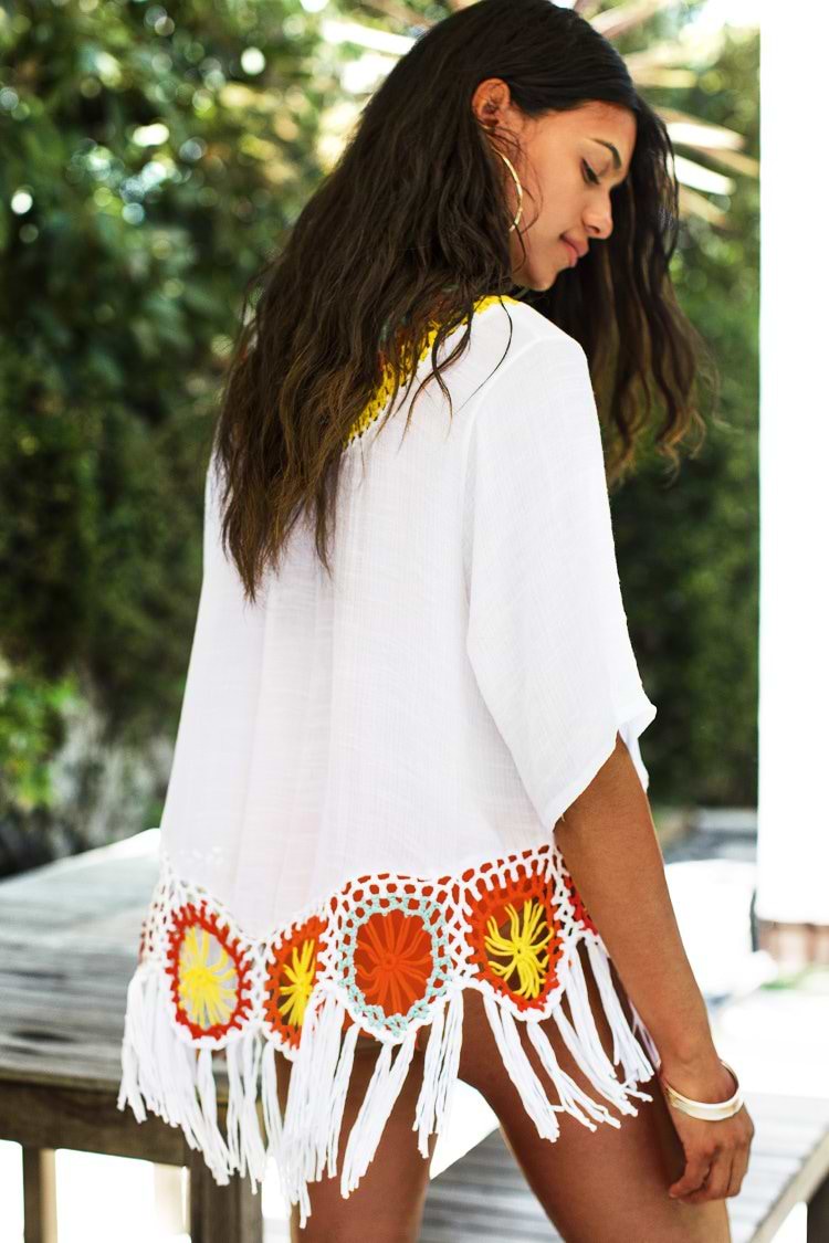 Colorful Crochet Cover Up with Fringe