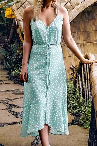 slim fit dress slacks KYRA Bias Cut Long Sleeve Maxi Dress in Olive Green Polka Dots – MONO BÍAS