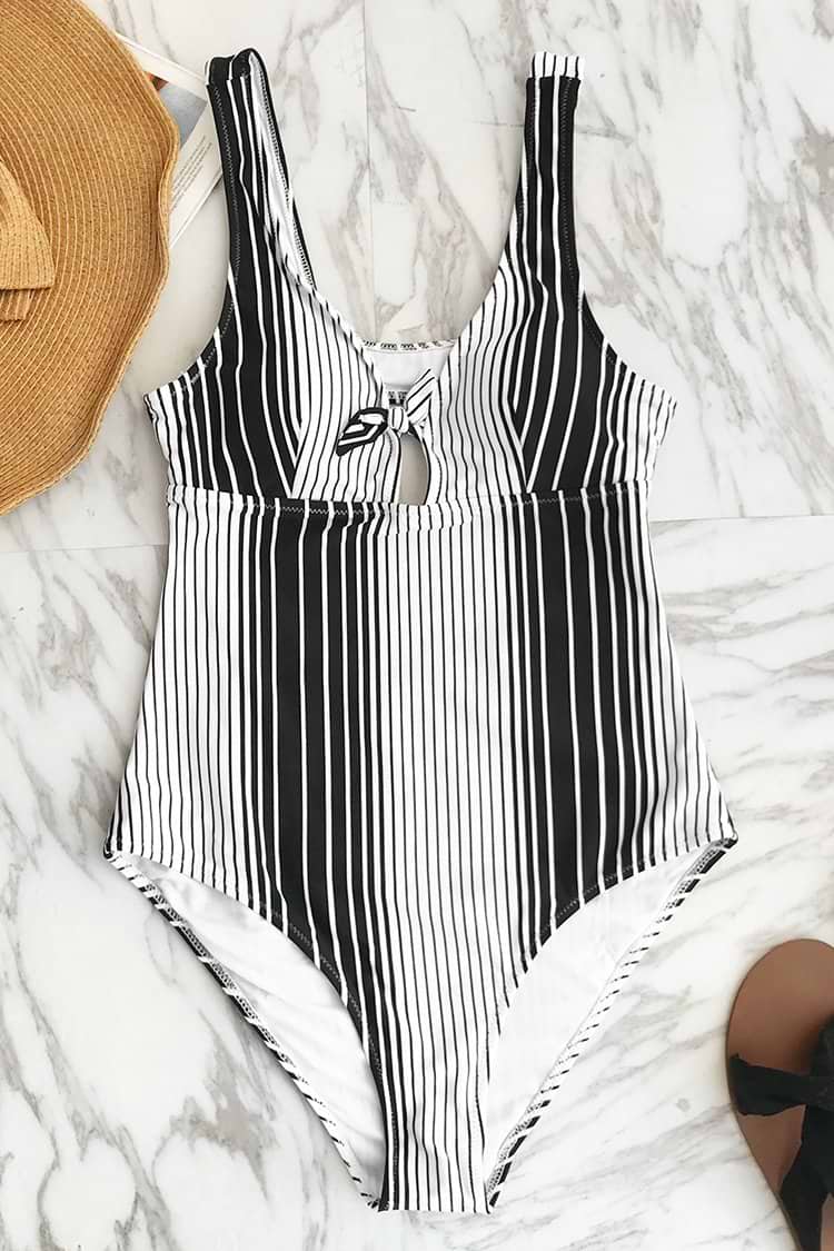 Modern Style Stripe One-piece Swimsuit