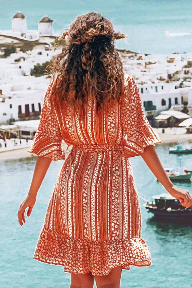 Floral Ruffle Wrap Dress