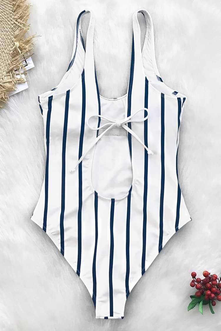 Navy and White Stripe Scoop One-Piece Swimsuit