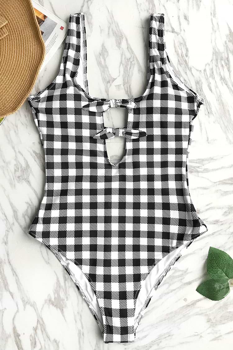 Classic Plaid One-piece Swimsuit