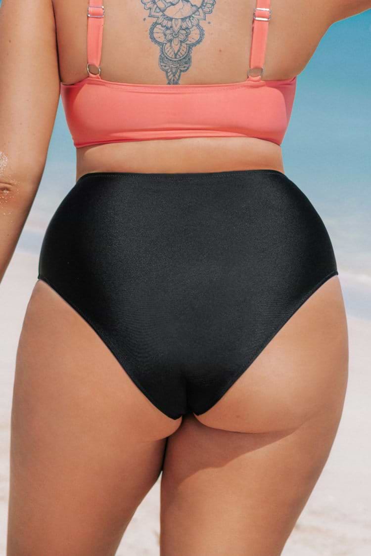 Bas de bikini grande taille à taille haute