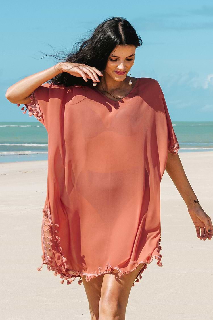 Cover-up mit Quastenbesatz