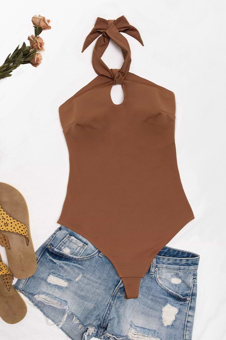 Gerippter Bodysuit mit Neckholder