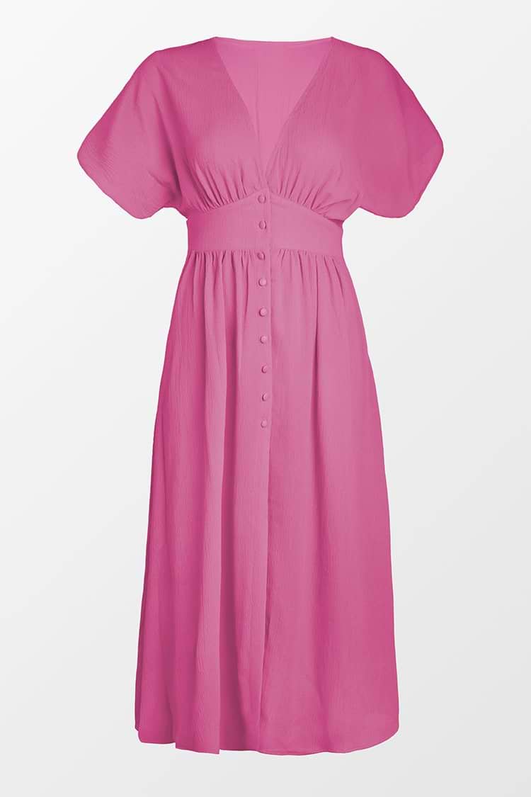 Maxikleid mit V-Ausschnitt und Knopf