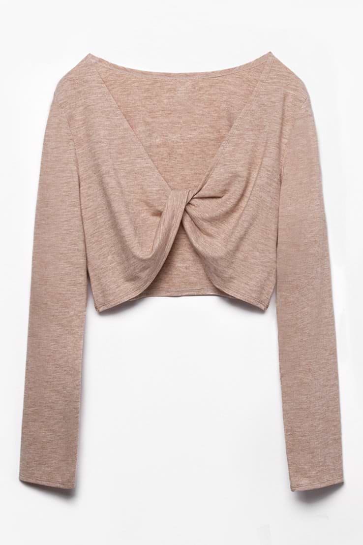 Twist-Sweatshirt mit V-Ausschnitt