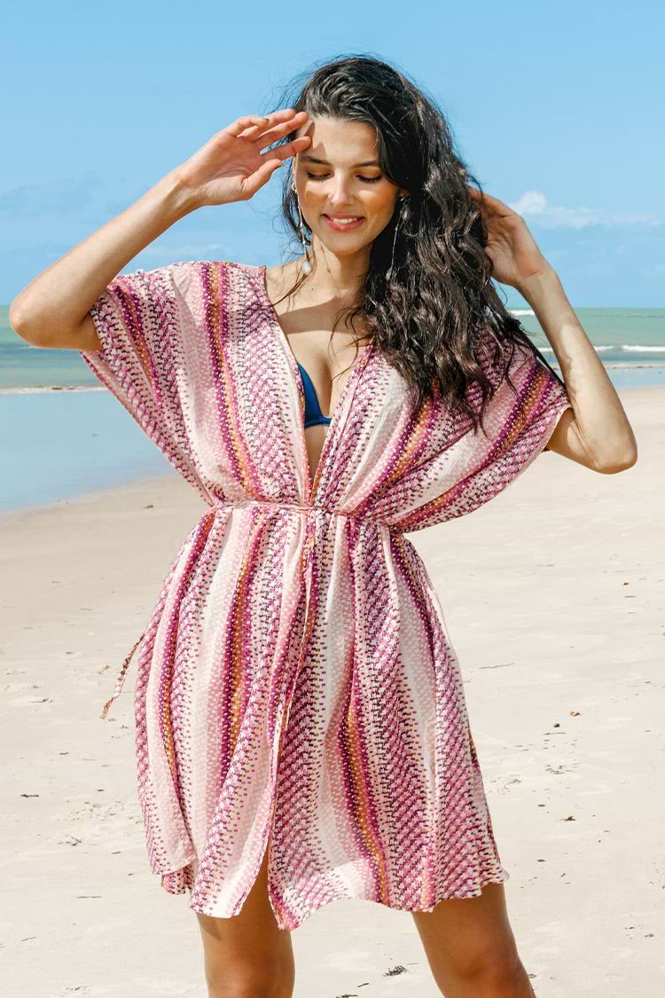 Kimono mit geometrischem Print und V-Ausschnitt