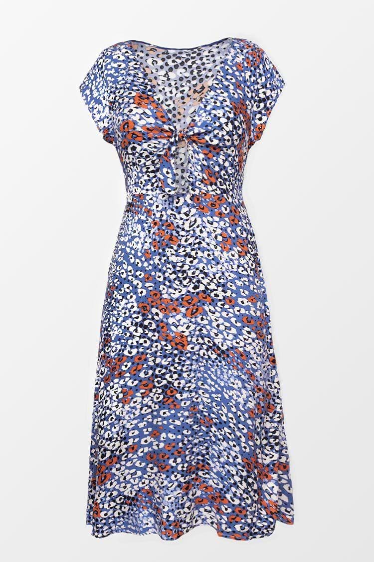 Kleid mit Leopard-Druck und Ausschnitt