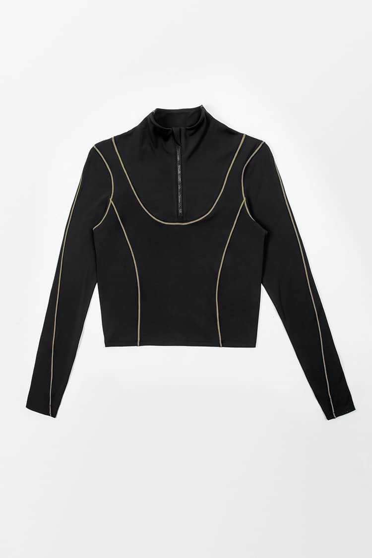 High Neck Sweatshirt in Schwarz