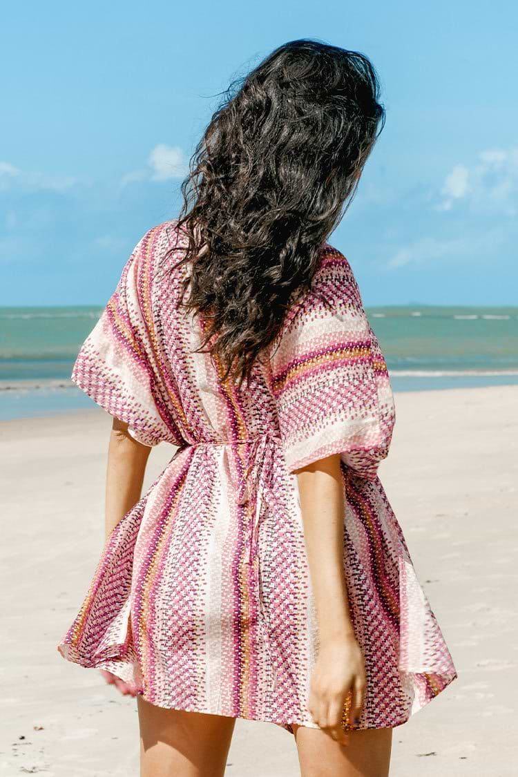 Kimono mit geometrischem Print und V-Ausschnitt