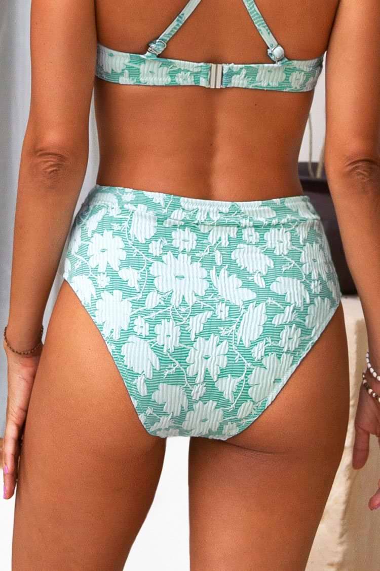 Bas de bikini taille haute fleuri