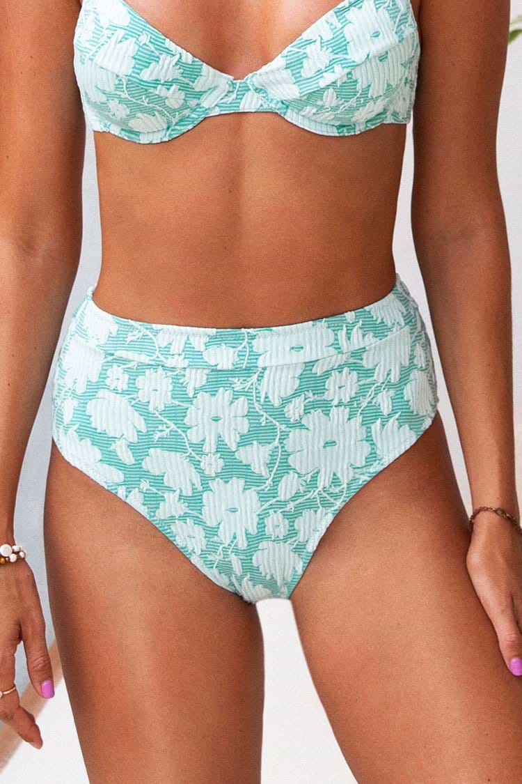 Bas de bikini taille haute fleuri