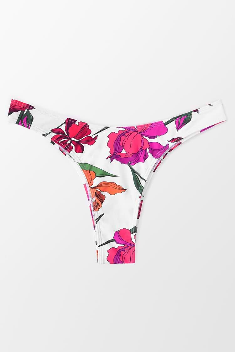 Bas de bikini à fleurs et coupe haute