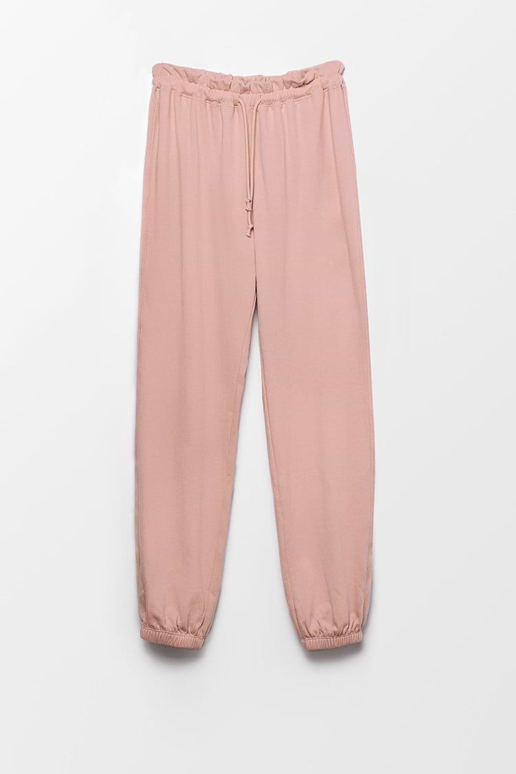 Pantalon de survêtement marron à taille haute avec cordon de serrage