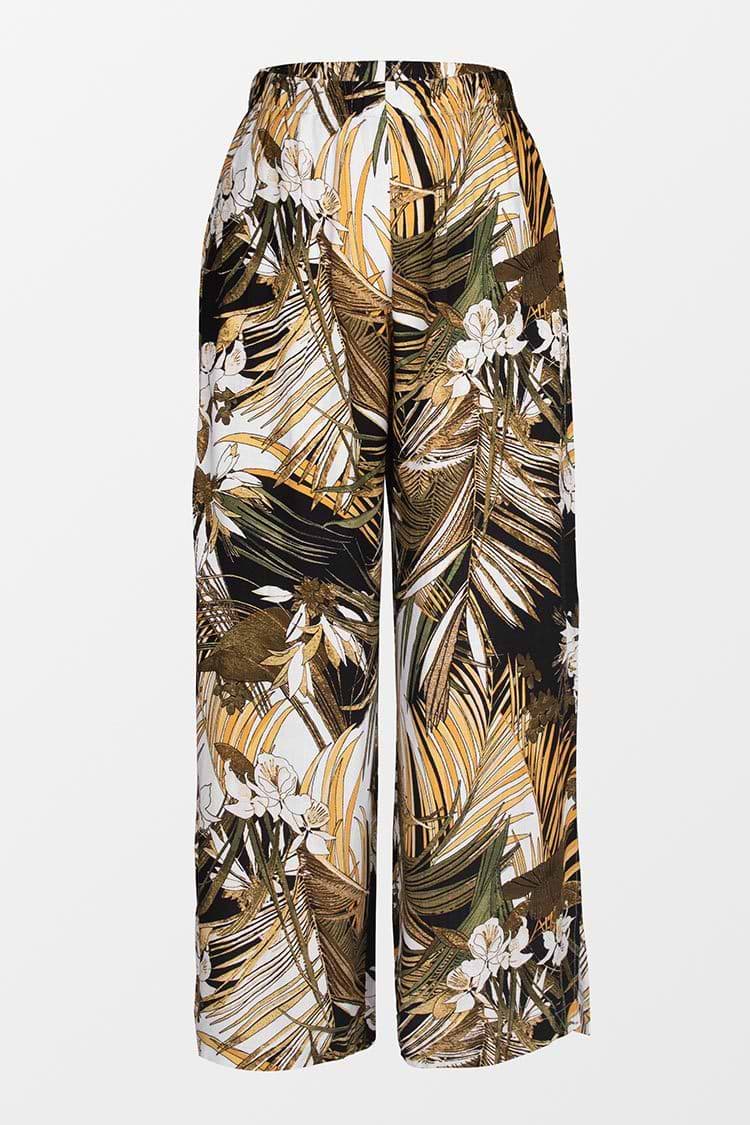 Alexandria Tropical Plants Elastic Waist Pants
