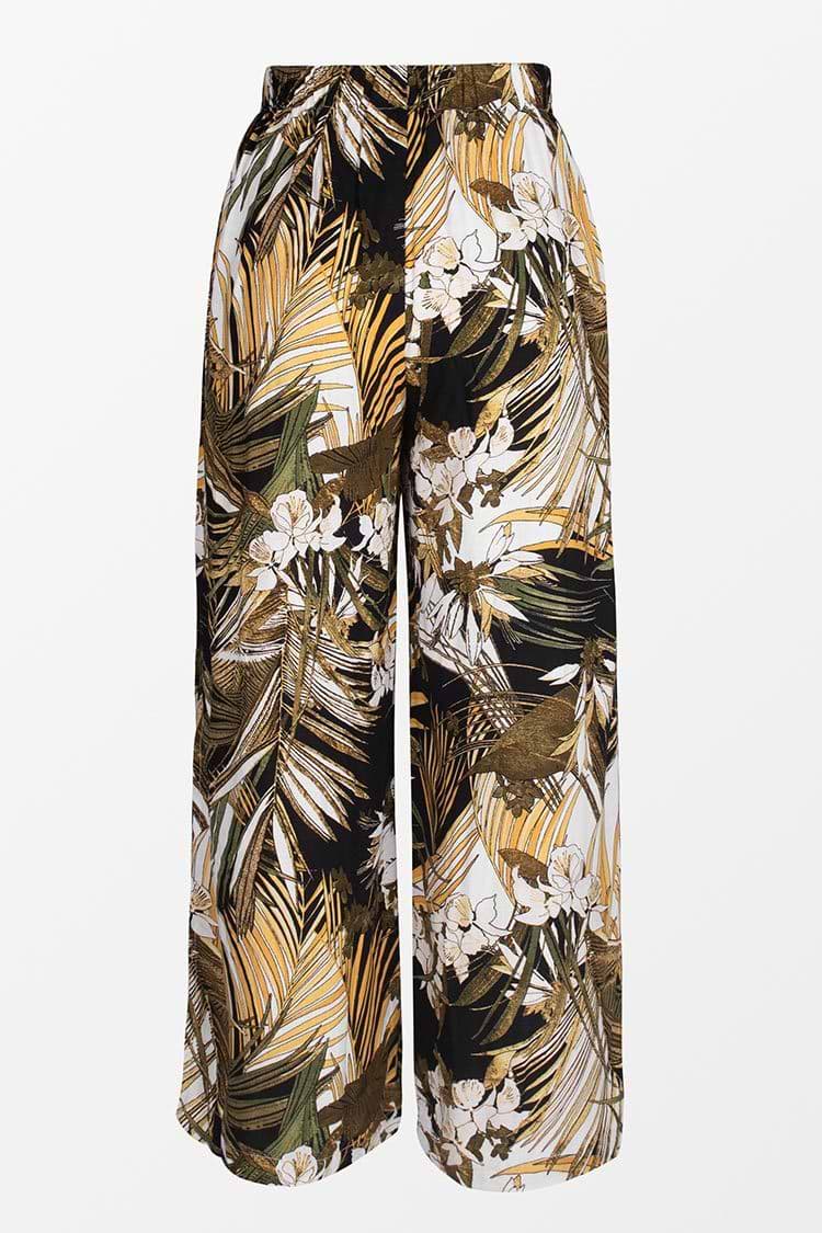 Alexandria Tropical Plants Elastic Waist Pants