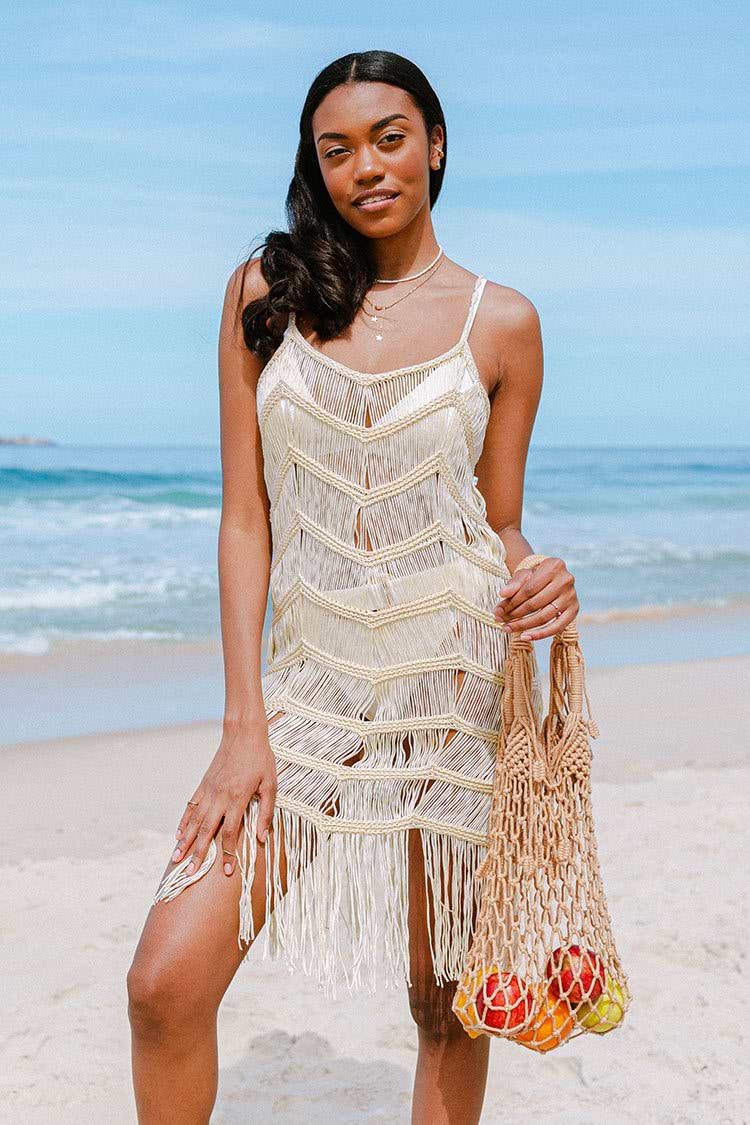 Tyler Crochet Tassel Slip Cover Up