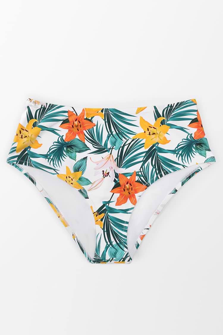 Bas de bikini grande taille imprimé de fleurs tropicales
