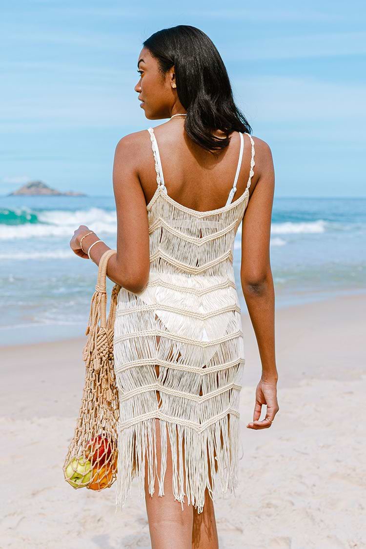 Slip Strandkleider mit Quasten Häkeln