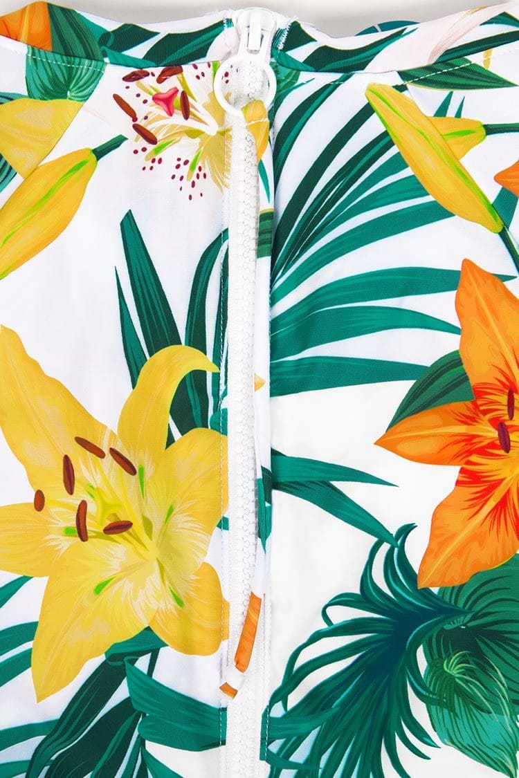 Badeanzug mit Blumen- und tropischem Muster