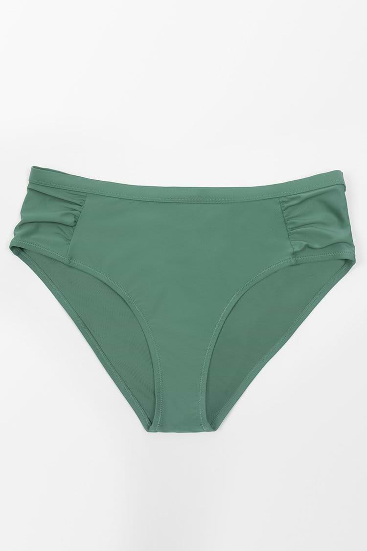 Bas de bikini grande taille froncé en vert