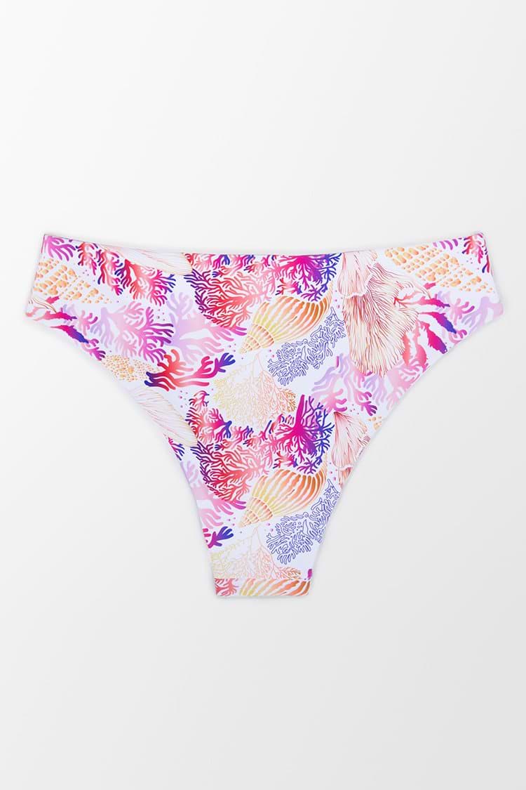 Bas de bikini imprimé corail